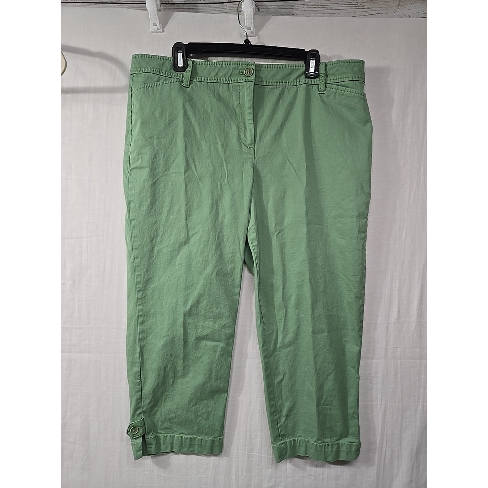 Talbots Womens‎ Pants Green Size 16P Perfect Crop Cotton Blend Chino Petite